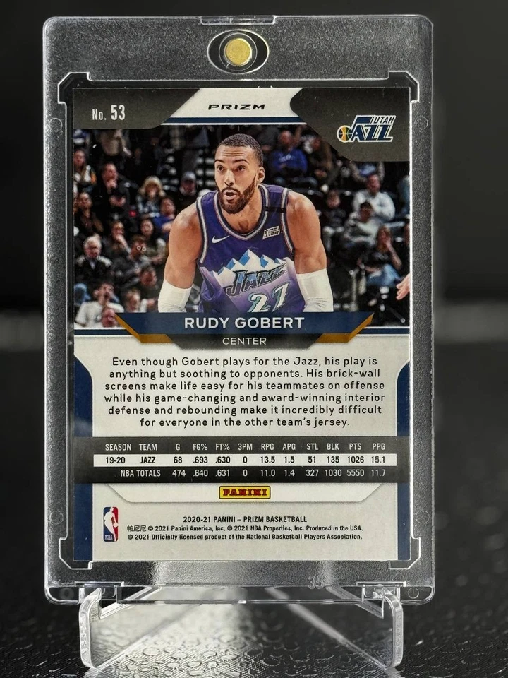🔥 Rudy Gobert 2020-21 Prizm Green Parallel #53 Jazz Panini NBA - Image 2 of 3