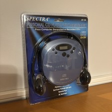 Spectra SP-100 Personal CD Player Bass Boost CD-R/RW BLUE NEW Sealed Headphones