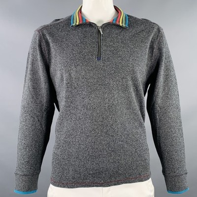 ROBERT GRAHAM Größe XL Blau Dunkelgrau Waffelstrick Baumwolle Halb Zip Pullover