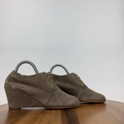 Womens AGL Desert Taupe Brown Suede Wedge Chukka Ankle Boots Size EU 36.5 GUC