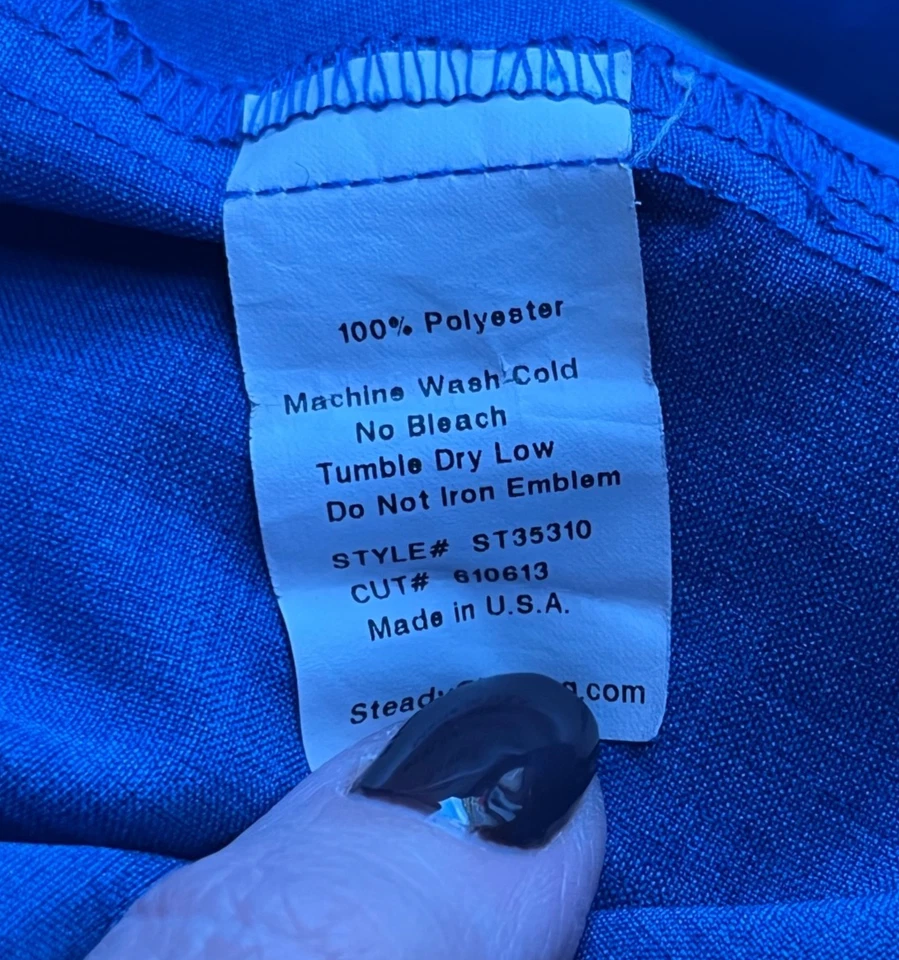 Steady Shirt Mens 2X 2XL Blue White Tiki Retro Bowling Camp Button Up USA - Image 3 of 4