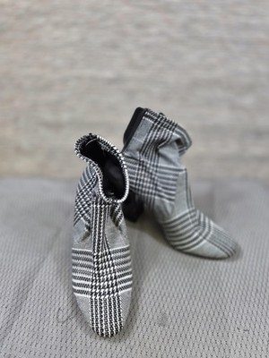 Aldo Boots Womens Size 6M Black Houndstooth Sock Ankle Block Heel Zip *READ