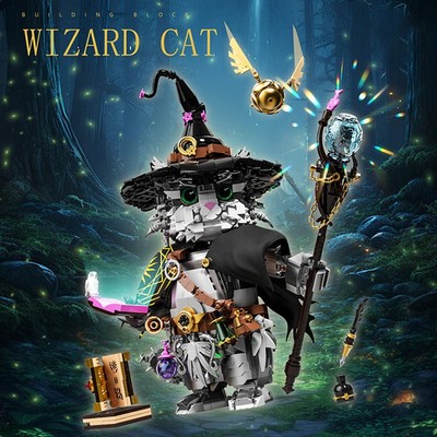 1400+pcs Wizard Cat Building Blocks Magic Animal DIY Toys Kids Adult Gifts MOC