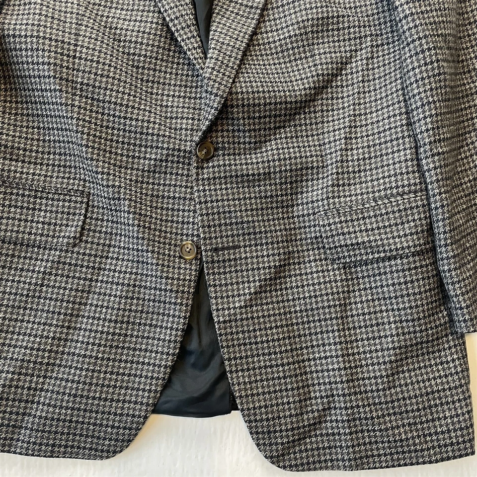 Vtg Lord & Taylor 44L Tall Brown Houndstooth Tweed Blazer Sport Coat Jacket - Image 3 of 4
