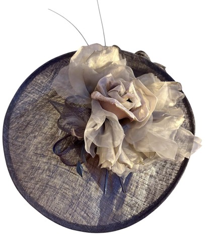 Exclusive Grey Designer Millinery by Hat Couture Wedding Bridal Race Ascot Hat - Picture 5 of 6
