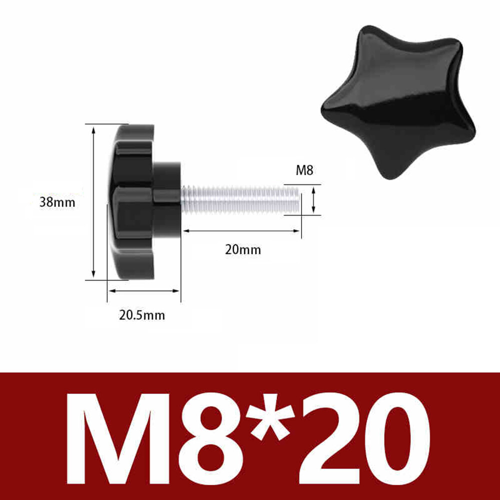 20 Star Shaped Threaded Knobs M5*20 - Manual Tightening Knobs For DIY