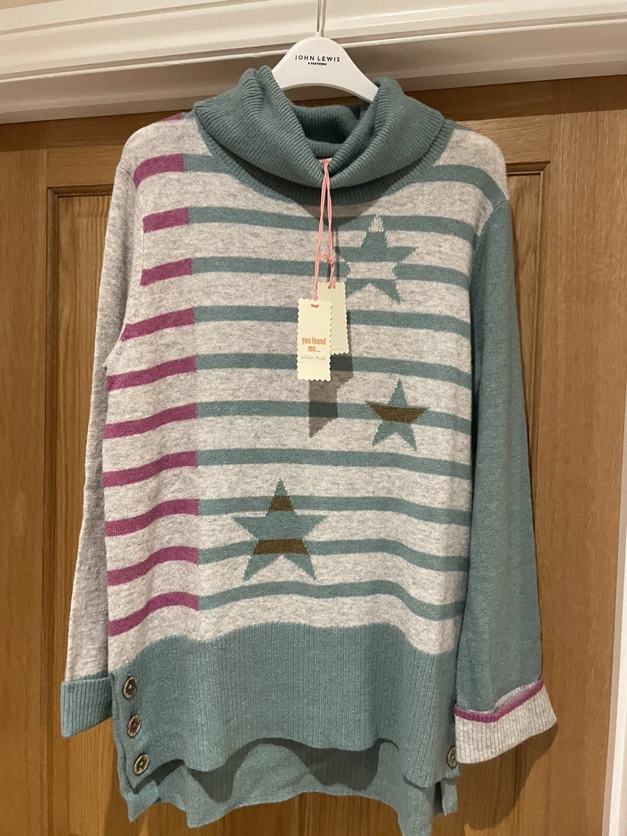 White Stuff Womens UK 12 Grey Mix Star Jumper BNWT 69
