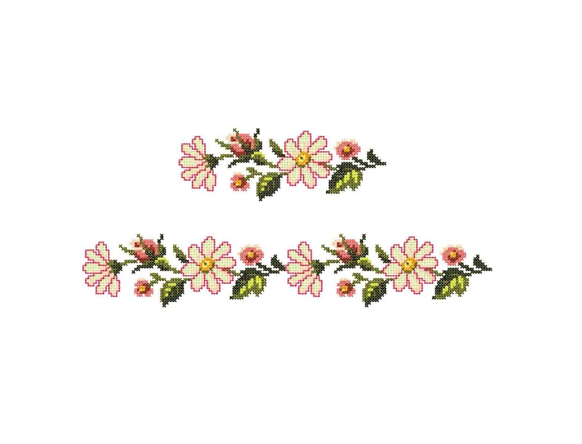 Flowers Machine Embroidery designs Border Cross stitch pattern. Floral  ornament. | eBay