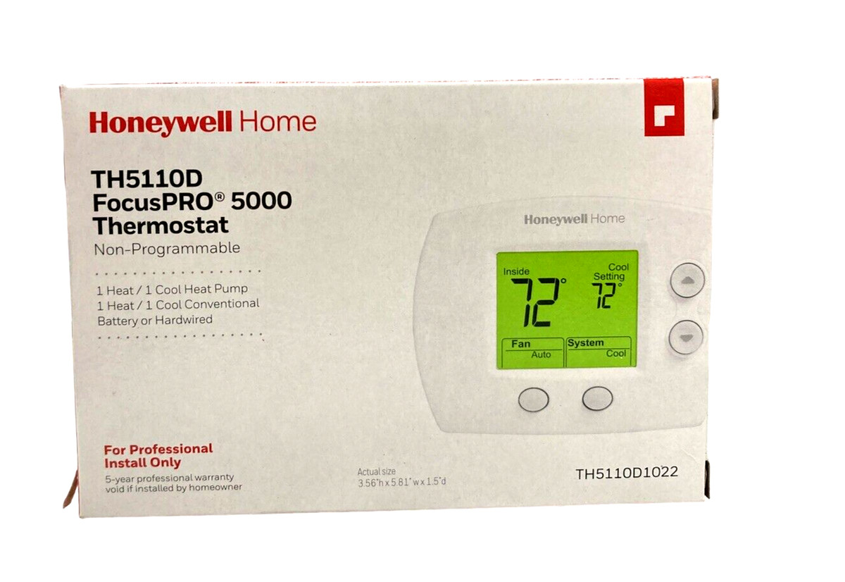 New Honeywell FocusPRO 5000 TH5110D1022 Non-Programmable Thermostat, 1H/1C  | eBay
