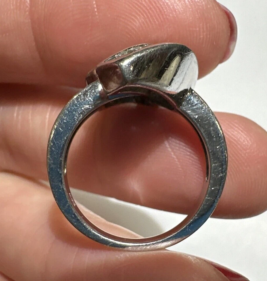 Vintage Art Déco Argento Sterling Nodo Baguette Strass Misura 6 Anello 10f 17 - Immagine 4 di 4