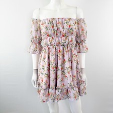 Lovers Friends Purple Floral Off Shoulder Mini Dress Size XS Coquette