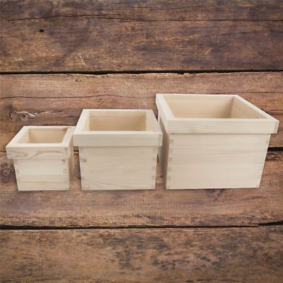 Indoor Holz Blumentopf Kasten zum Bemalen Basteln Decoupage / Klein Mittel Groß
