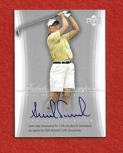 ANNIKA SORENSTAM 2004 UPPER DECK TRIBUTE TO A CHAMPION FULL SIGNATURE AUTO CARD