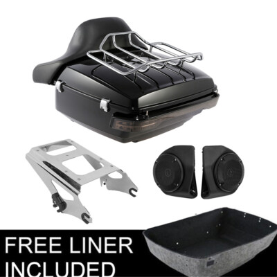 King Pack Trunk Pad Rack Speakers Light Fit For Harley Tour Pak Road King 09-13
