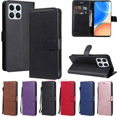 Funda tipo billetera abatible con ranura para tarjeta de cuero para teléfono para Honor X6 X7 X8 X9 70 50 Lite