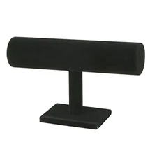 Velvet Wood One Tier Bracelet Bangle Hovering T-Bar Bracelet Holder Bracket 