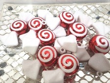 Christmas Holiday Red White Candy Cane Peppermint Ornaments Decor Set of 8