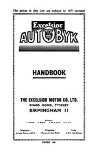 (0526) 1938-1940 Excelsior 'Autobyk' Handbook and parts list Series I & II