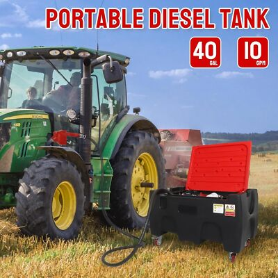 #ad Black Portable Gasoline Diesel Fuel Tank 40 Gallon with 12V Electric Fuel Pump $509.48