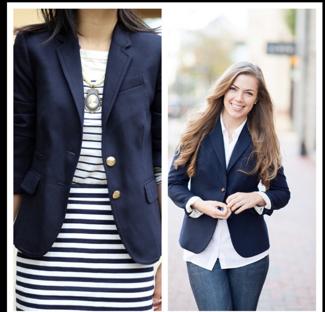 J.Crew / navy wool schoolboy blazer jacket size 0 | eBay