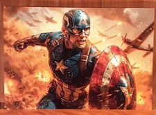 Captain America 13X19 Extra Large 85lb Cardstock Gloss Art Print By Bogi