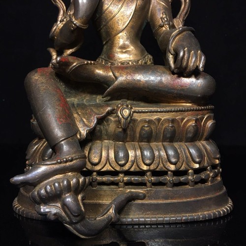 12" Antique India Bronze Bodhisattva Green Tara Kwan-yin blessed Buddha Statue - Picture 7 of 9
