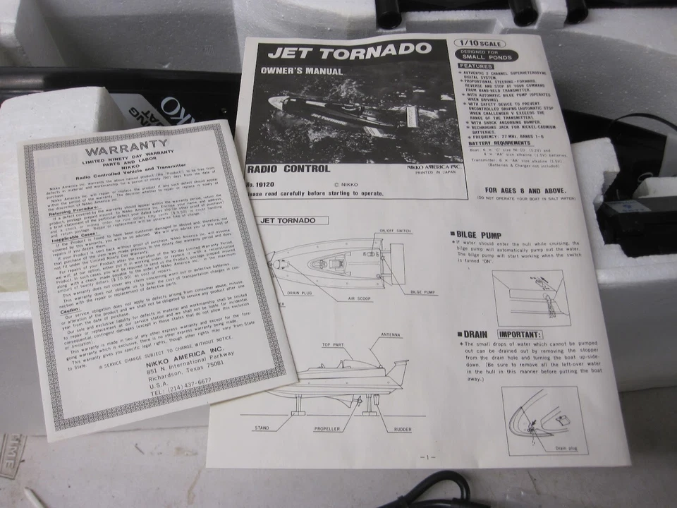 Vintage Nikko Jet Tornado Remote Control Boat with Original Box Water Toy - Image 4 of 4
