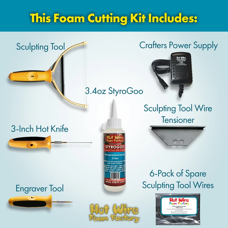 Kit de corte de espuma 3 en 1 Hot Wire Foam Factory cortador de espuma de poliestireno, EPS y XPS Foto 2 de 4