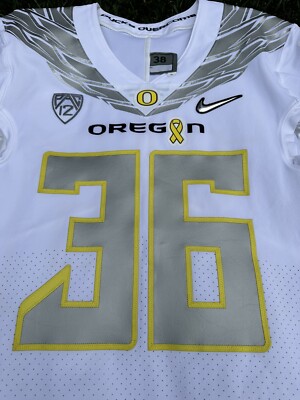 Oregon Ducks Nike Game Used Worn STOMP OUT CANCER football Jersey