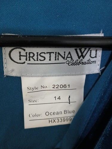 Blue Velvet Maxi Dress Size 14 Vintage With Tie Belt Formal Zipper Closer Ocean - Picture 2 of 7