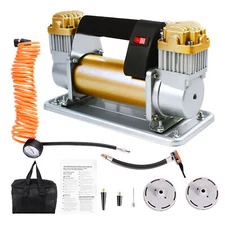 486W 12V Heavy Duty Metal Dual Cylinder Pump Air Compressor Auto Tire Inflator
