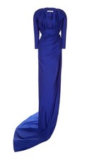 Balenciaga Draped Jersey Gown In Blue - Size: 36 FR