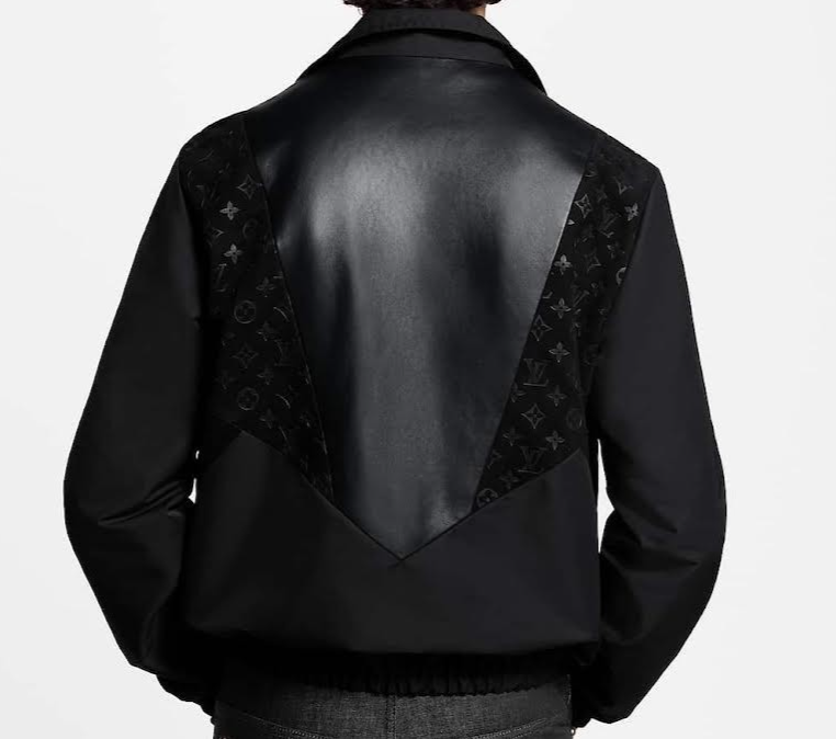 LOUIS VUITTON LEATHER MIX TRACK TOP 1AHVLY SIZE 44/US 34 BLACK ZIP