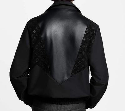 LOUIS VUITTON LEATHER MIX TRACK TOP 1AHVLY SIZE 44/US 34 BLACK ZIP