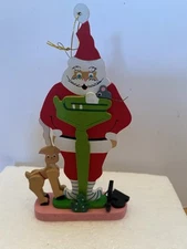 Vintage (1983) Schmid Emgee “Santa On A Scale” Wooden Christmas Ornament 