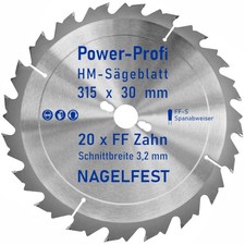 HM-Kreis-Sägeblatt 315 x 30 mm 20 Zahn FF na...