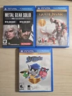 Sony PlayStation Vita Game Lot Sly Cooper God of War and Metal Gear Solid Coll.