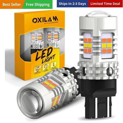 Upgraded 7443 Switchback LED Bulbs 7440 Dual Color Amber/White CANBUS Ready, ...
