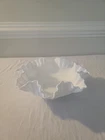 Vintage Fenton "Olde Virginia" Thumbprints Ruffled Crimped Large Milk Glass Bowl