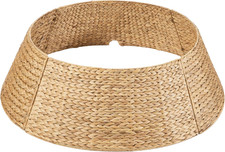 36In Christmas Tree Collar, Woven Hyacinth 3-Piece Holiday Rattan Tree Skirt Acc