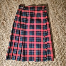 Vtg Red Tartan Plaid Pleated Wrap Skirt Kilt 100 Wool Size 4 Preppy Grunge 90's