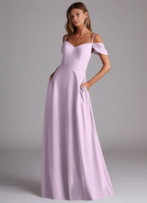 Azazie Marley Bridesmaid Dress Frosted Lilac Size 8 Chiffon Sleeveless