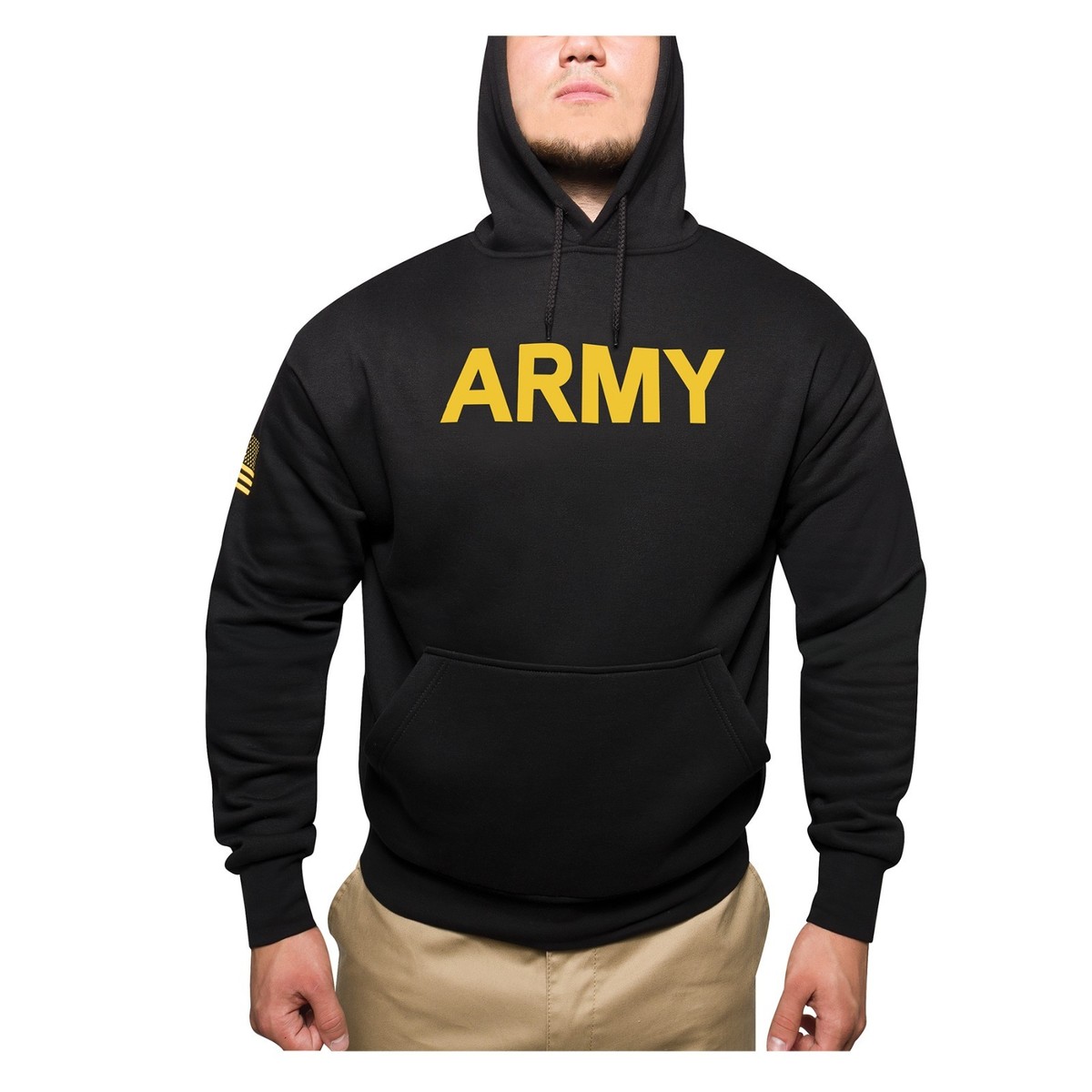 Black Army Hoodie US Army Sweatshirt with US Flag Gym PT Workout