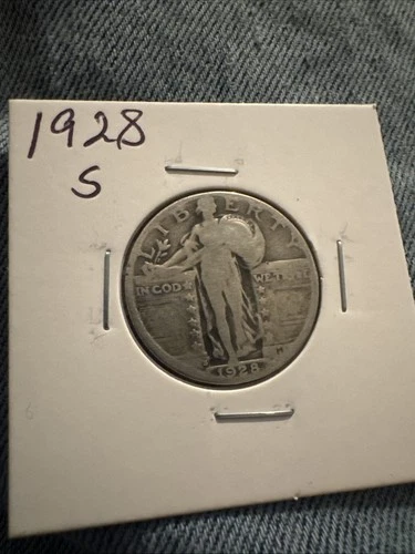 1928-S Standing Liberty US 25c  90% Silver As Shown. Ships FREE