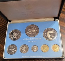 1975 Coinage Of Belize Uncirculated Brilliant Proof Set Franklin Mint Coins