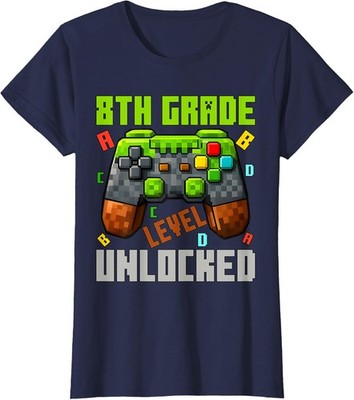 First Day Grade 8th Funny Design Gamer Funny Day Ladies' Crewneck T-Shirt