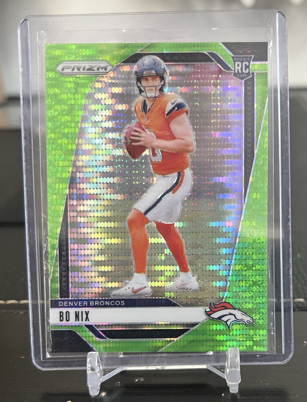 2024 Panini Prizm - Rookies Bo Nix #309 Neon Green Pulsar Prizm (RC)