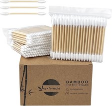 500 Count Pointed Tip Cotton Swabs - Double Precision Tips with Bamboo Sticks -