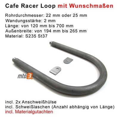 Cafe Racer Loop + Materialgutachten Heckrahmen nach Wunsch Wunschmaß bis 700x265