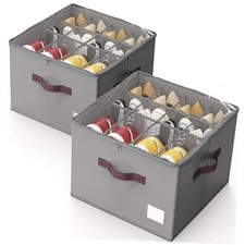 Shoe Organizer for Closet Shoe Organizer with Transparent Cover 2 Pack Gray